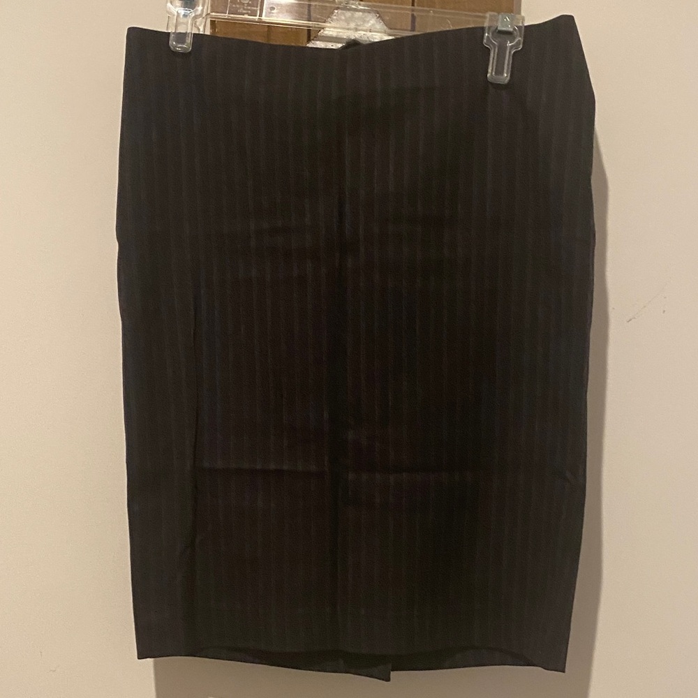 Theory Black Pinstripe Pencil Skirt